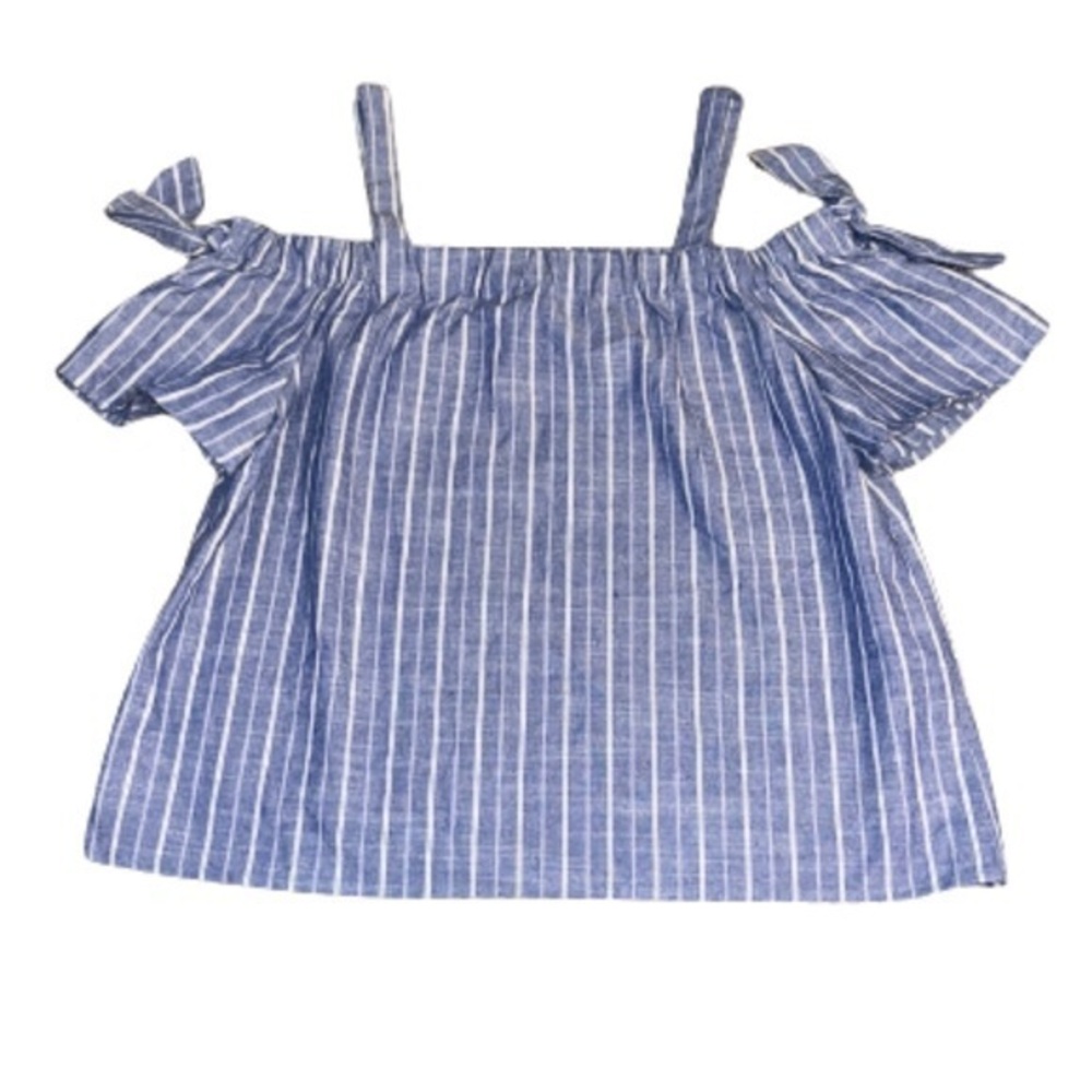 Love Tree blue chambray off the shoulder top size M